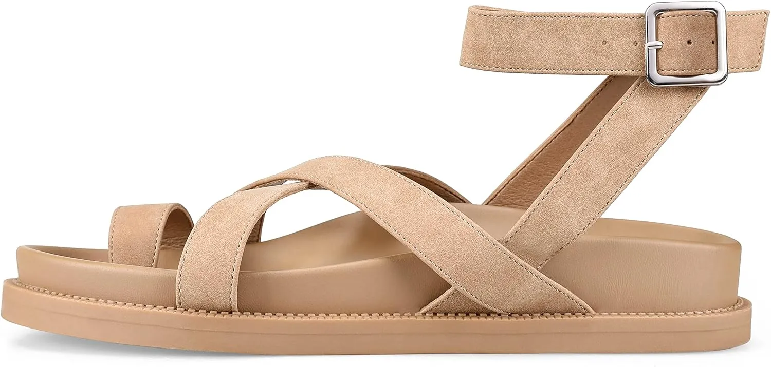 zero-sum Women's Gladiator Strap Sandals Comfort Footbed Fisherman Thong Cross Strappy Sandals