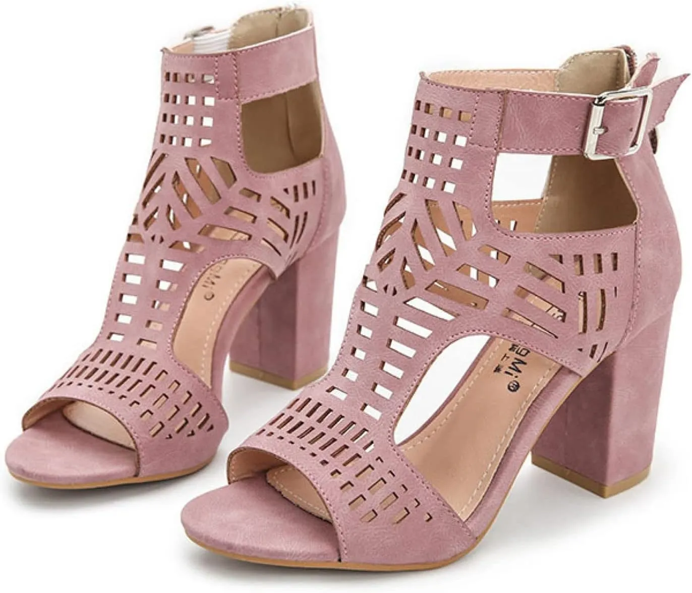 ZKXYFFS Chunky Heeled Sandals for Women Cutout Open Toe Summer Block Heels Ankle Strap Party Dress High Heeled Sandals