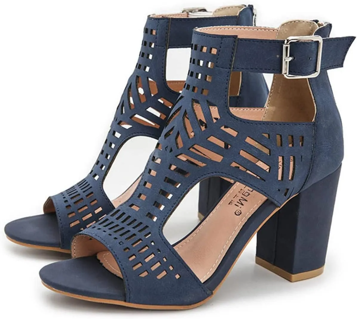 ZKXYFFS Chunky Heeled Sandals for Women Cutout Open Toe Summer Block Heels Ankle Strap Party Dress High Heeled Sandals