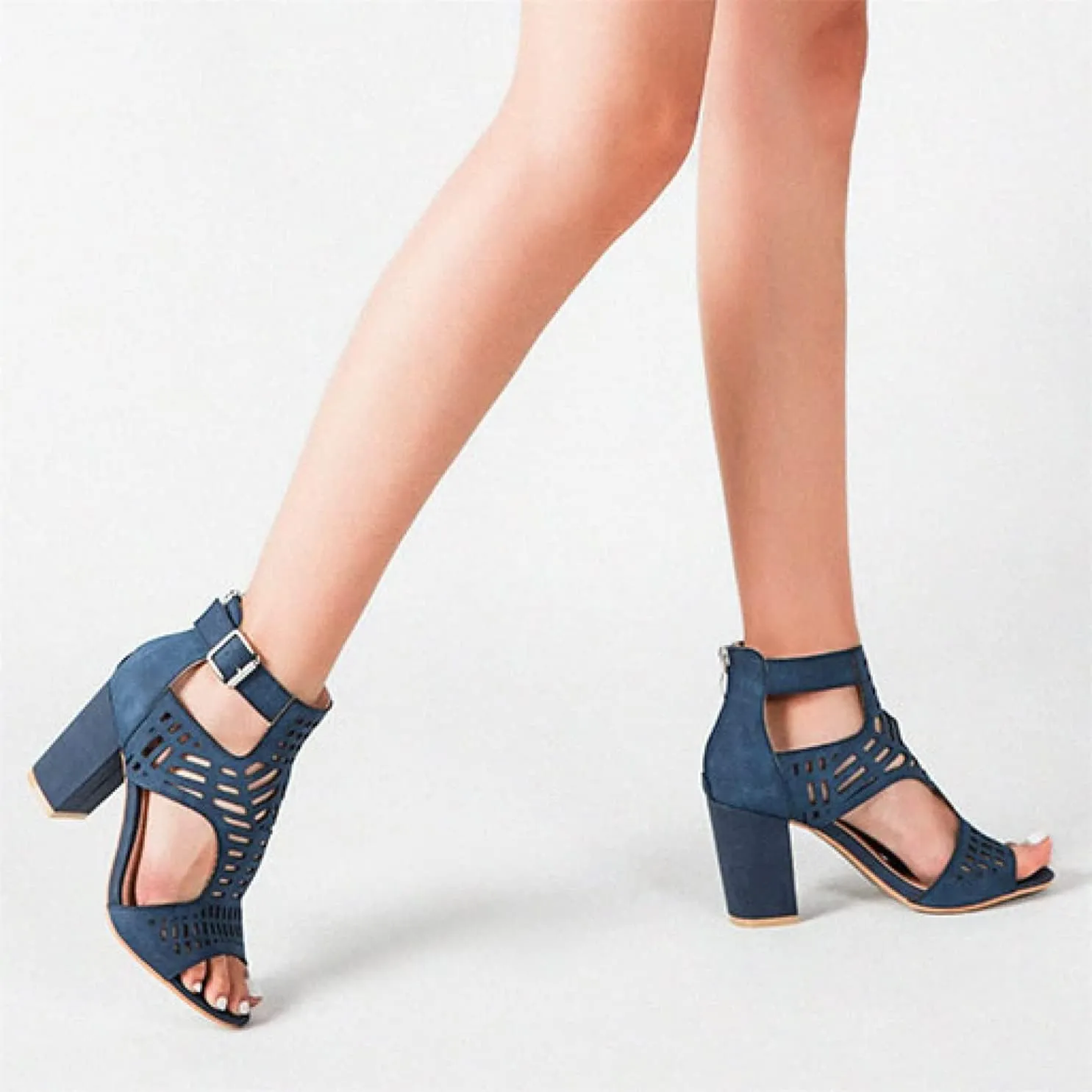 ZKXYFFS Chunky Heeled Sandals for Women Cutout Open Toe Summer Block Heels Ankle Strap Party Dress High Heeled Sandals