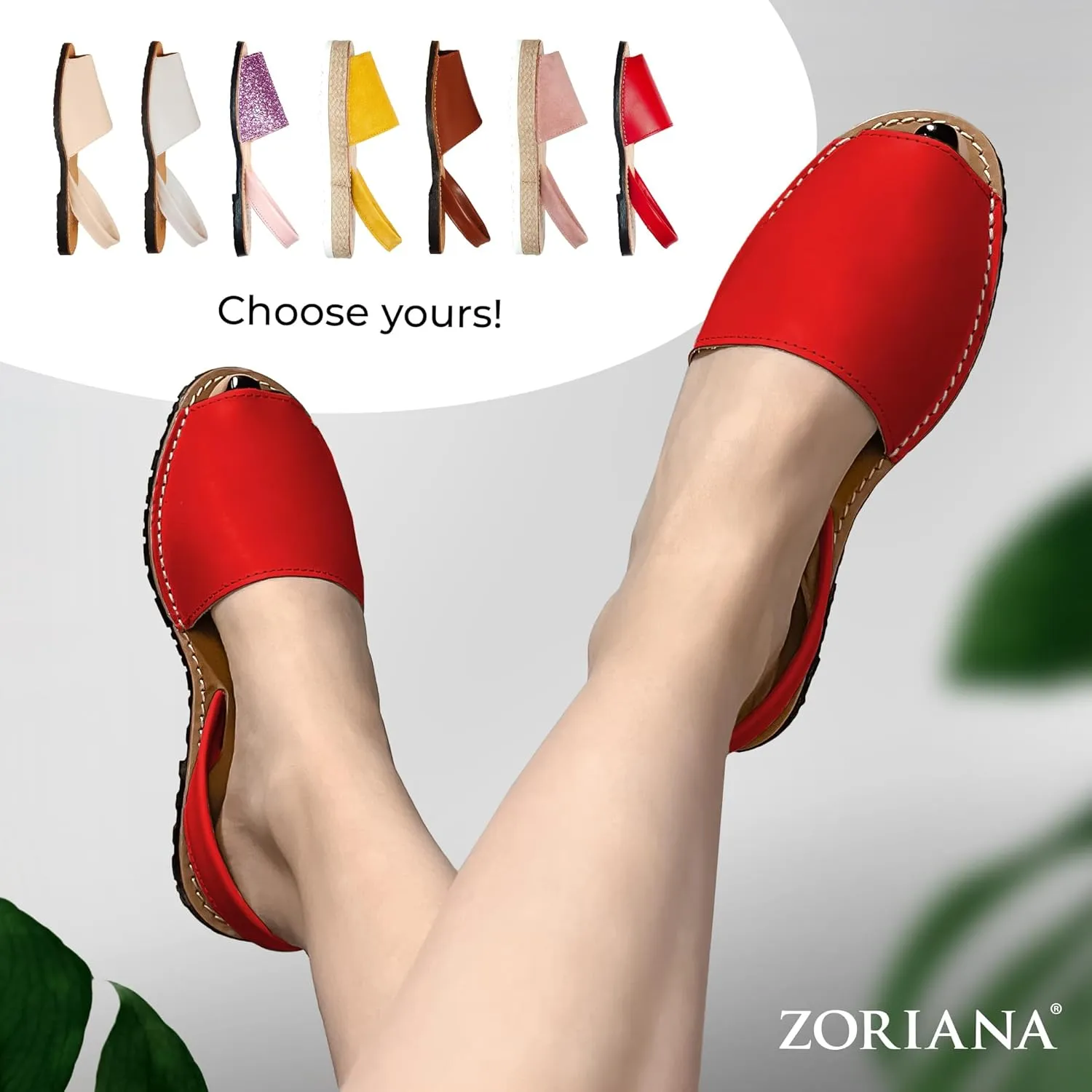 ZORIANA® Sandals for Women Handmade Leather, Dressy, Comfortable Sling Back Shoes Flat - Fashion Exclusively Made in Spain - Avarca Summer Trending Slingback Shoes 2023, 100% Spanish Genuine Leather