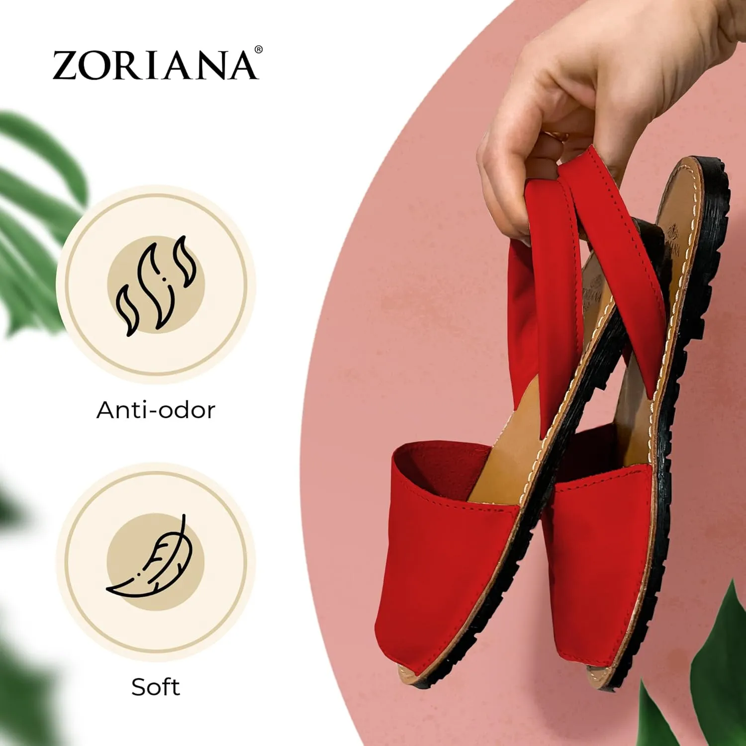 ZORIANA® Sandals for Women Handmade Leather, Dressy, Comfortable Sling Back Shoes Flat - Fashion Exclusively Made in Spain - Avarca Summer Trending Slingback Shoes 2023, 100% Spanish Genuine Leather