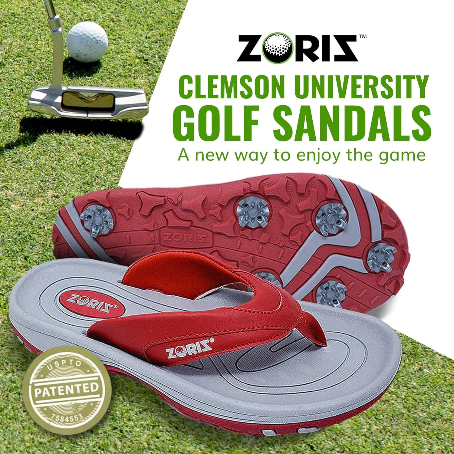 ZORIZ Golf Sandals for Women and Men, Golf Thong Flip Flops With Removable Soft Spikes, Golf Footwear With Deeper Heel Cup and Higher Sidewalls for Secure Comfort