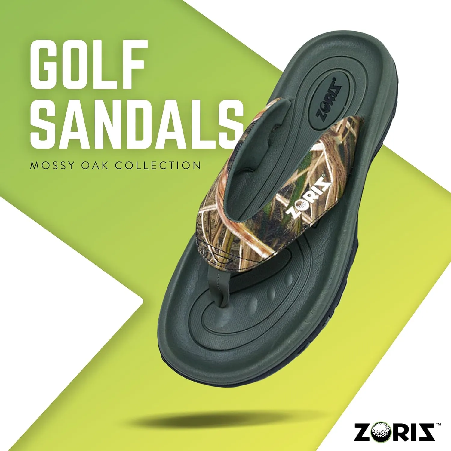 ZORIZ Mossy Oak Golf Sandals for Women and Men, Thong Flip Flops With Removable Spikes, Golf Footwear With Deeper Heel Cup and Higher Sidewalls for Comfort