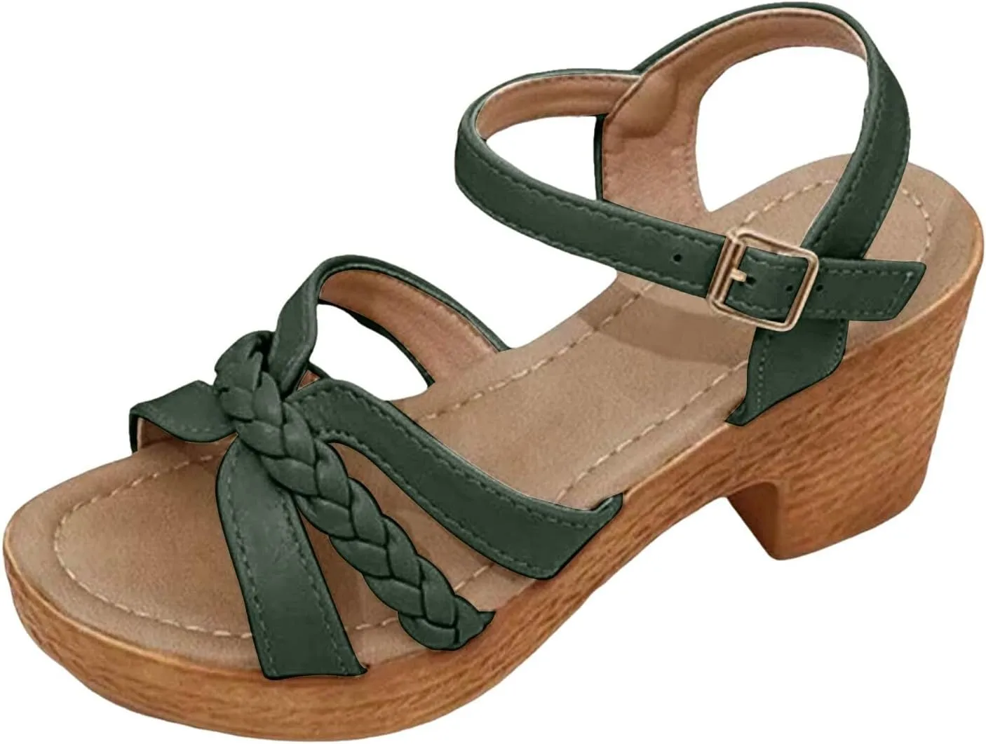 ZSpzx Espadrilles Heeled Sandals for Women 2025 Open Toe Chunky Heels X-Band Orthopedic Dressy Sandal Ladies Low Heel Cushion Footbed Recovery Shoes for Party Wedding Walking Vacation