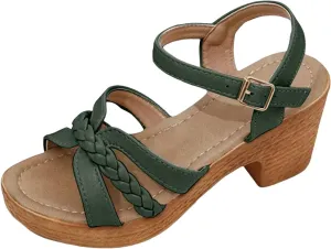 ZSpzx Espadrilles Heeled Sandals for Women 2025 Open Toe Chunky Heels X-Band Orthopedic Dressy Sandal Ladies Low Heel Cushion Footbed Recovery Shoes for Party Wedding Walking Vacation