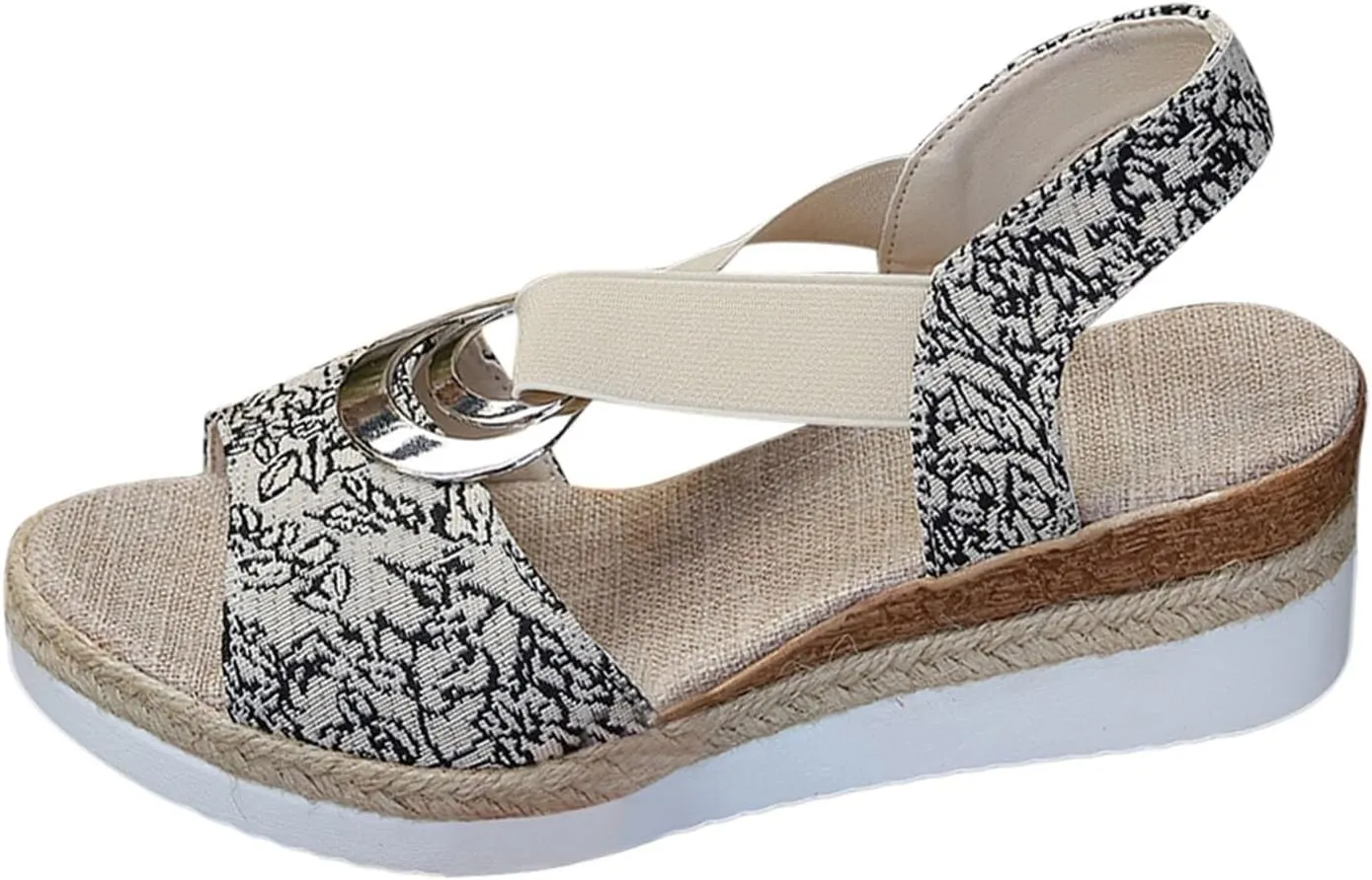 ZSpzx Women Wedge Sandals 2025,Boho Roman Retro Summer Vacation Slippers Comfortable Breathable Daily Wear Soft Cushion Slides Ankle Strap Indoor/Outdoor Arch Support Orthopedic Walking Footwear