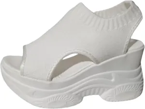 ZSpzx Women's Platform Wedge Sandals for Women 2025 Open Toe Ankle Strap Sandal Dressy Summer Knit Slip on Womens Comfortable High Heel Wedges Party Casual Beach Walking Shoes for Daily Wear