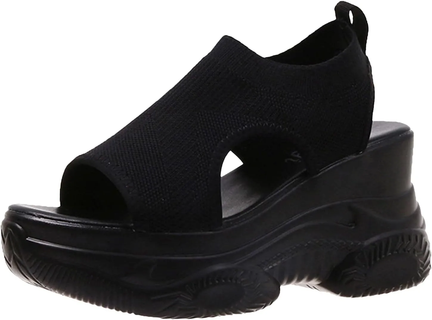 ZSpzx Women's Platform Wedge Sandals for Women 2025 Open Toe Ankle Strap Sandal Dressy Summer Knit Slip on Womens Comfortable High Heel Wedges Party Casual Beach Walking Shoes for Daily Wear