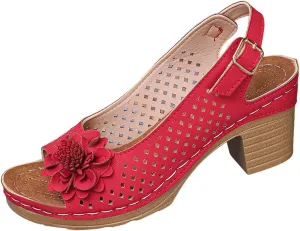ZWRXW Wedge Sandals for Women Peep Toe Hollow Out Slingback Platform Wedge Sandals Bohemian Chic Flowers Dressy Summer Sandal Open Toe Ankle Strap Chunky Heel Shoes for Travel Vacation Beach Party