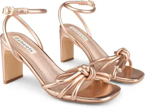 Zzheels Women's Square Toe Sandals Bowknot Chunky High Heels Strappy Bow Heels Dress Party Shoes