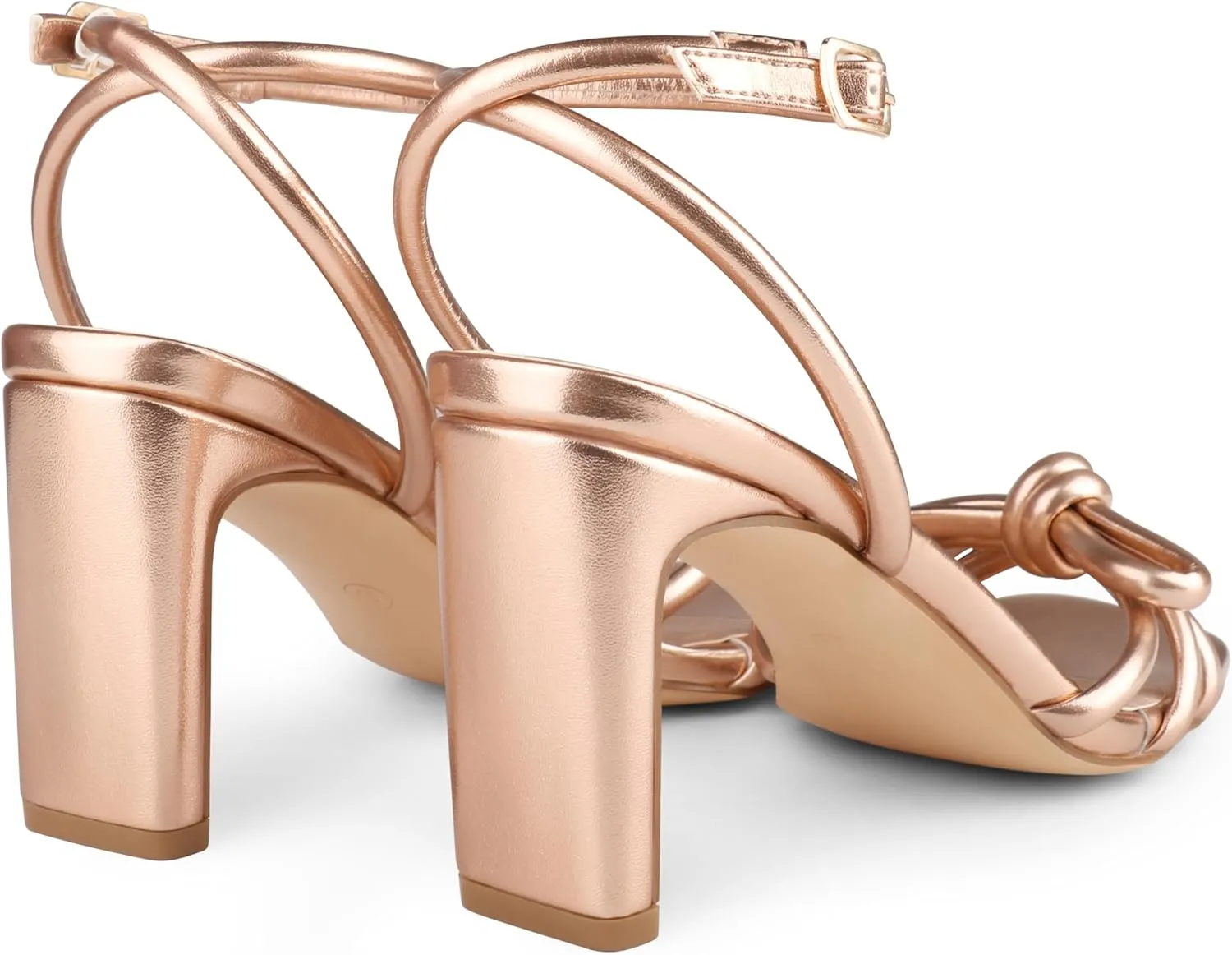 Zzheels Women's Square Toe Sandals Bowknot Chunky High Heels Strappy Bow Heels Dress Party Shoes
