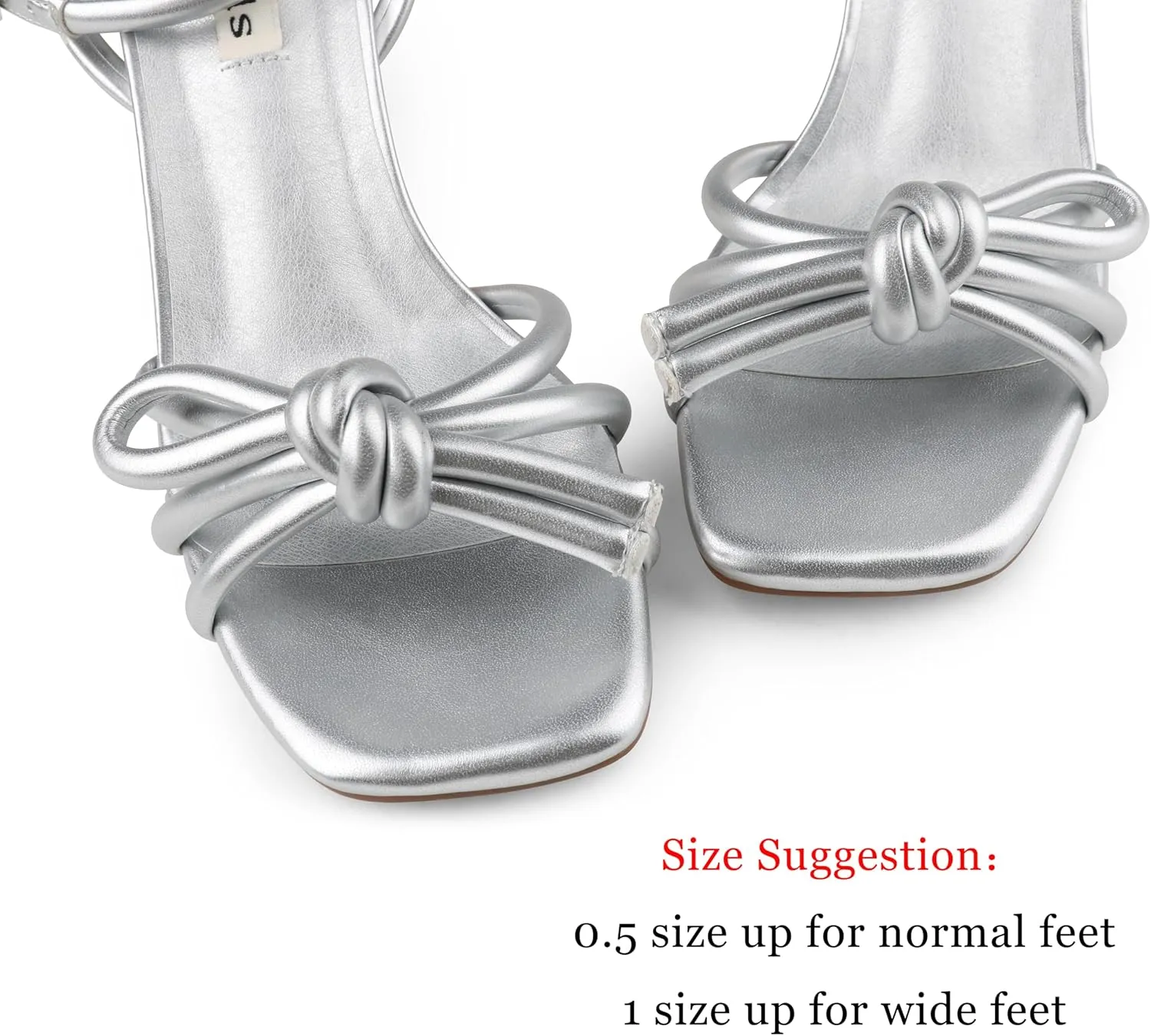 Zzheels Women's Square Toe Sandals Bowknot Chunky High Heels Strappy Bow Heels Dress Party Shoes